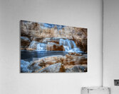 Sapphire Dreams: A Tranquil Waterfall Journey  Impression acrylique