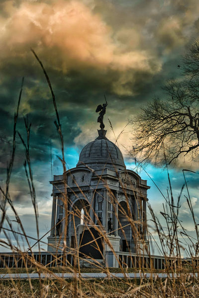 Storms of Remembrance: An Ominous Storm over the Pennsylvania Monument in Gettysburg Print