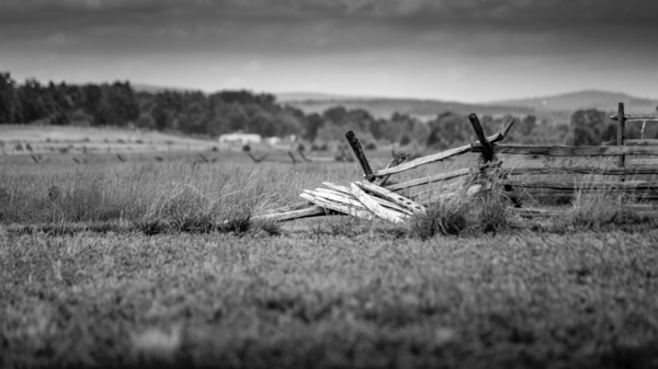 Tranquility Decay: A Weathered Gettysburg Fence Print
