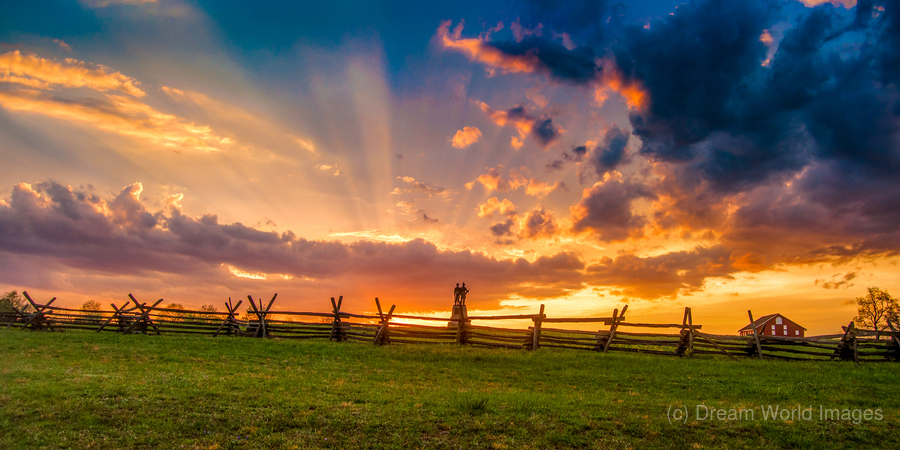 God Rays Over Gettysburg: Sunset at the 73rd New York Volunteer Infantry Regiment  Print