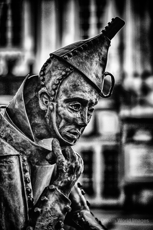 Cogitating Sculpture: Unveiling the Pondering of the Thinking Tin Man in York  Print