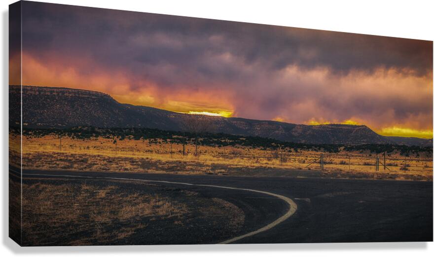 Roads Turn Under Fiery Skies Canvas Print