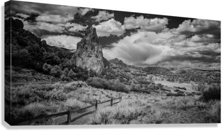 Trail to Majesty: Stormy Peaks at Garden of the Gods  Canvas Print