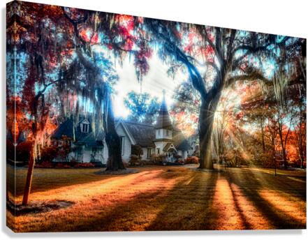 Spiritual Splendor: A Churchyard Sunset on Saint Simons Island  Canvas Print