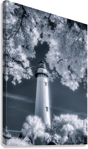 Whispers of Light: Saint Simons Island Lighthouse Unveiled in Invisible Hues  Canvas Print