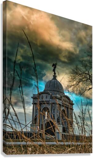 Storms of Remembrance: An Ominous Storm over the Pennsylvania Monument in Gettysburg Canvas Print