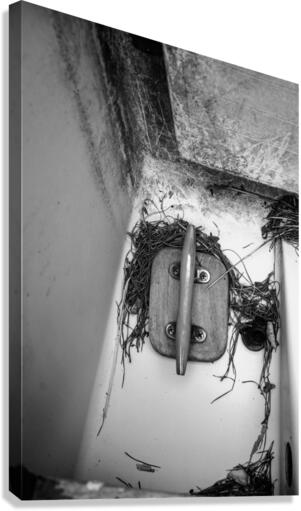 Monochrome Marine: Exploring Boat Details Canvas Print