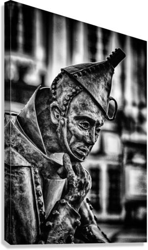 Cogitating Sculpture: Unveiling the Pondering of the Thinking Tin Man in York  Canvas Print