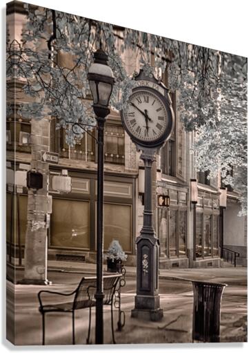 Frozen in Time: Yorks Stilled Clockscape in Infrared Harmony  Canvas Print