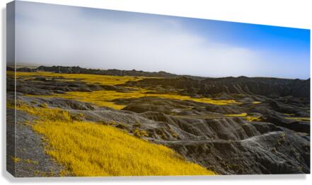 Unveiling the Badlands Beauty: A Scenic Drive Through South Dakotas Rugged Landscape  Canvas Print