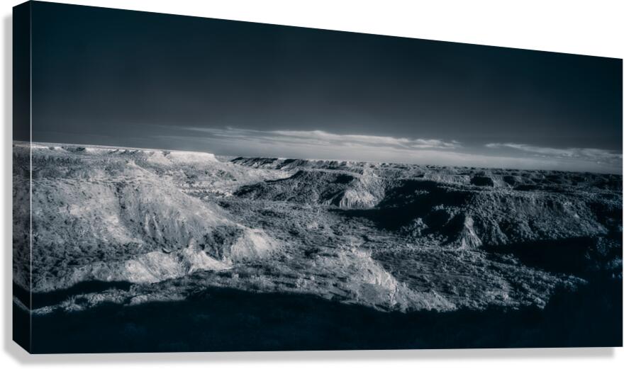 Shadows of Time: Exploring Palo Duro Canyons Monochrome Majesty Canvas Print