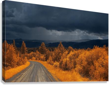 Epic Descent: Montanas Infrared Mountain Road  Canvas Print