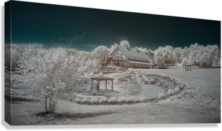 Iowa Winery Bodega: Enchanting Infrared Landscape Unveiled in Vibrant Colors Canvas Print
