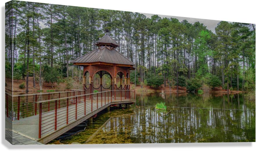 Pond Gazebo in Color Canvas Print