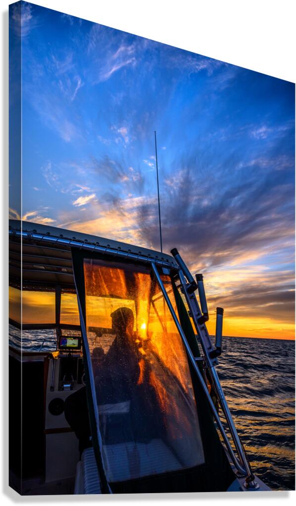 Golden Horizons: A Birthday Boat Ride with Wet Net Charters  Canvas Print