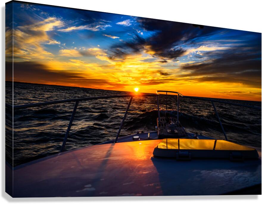 Waves and Wishes: Octobers Golden Hues on a Birthday Boat Journ  Canvas Print