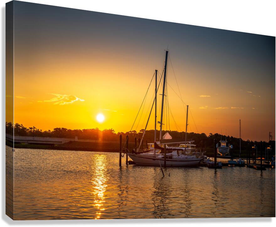 Sunrise Serenity: The Radiant Beauty of Beauforts Boats Canvas Print
