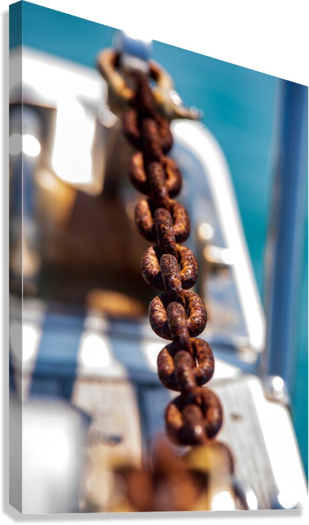Rustic Resilience: The Story Woven in a Rusted Anchor Chain Canvas Print