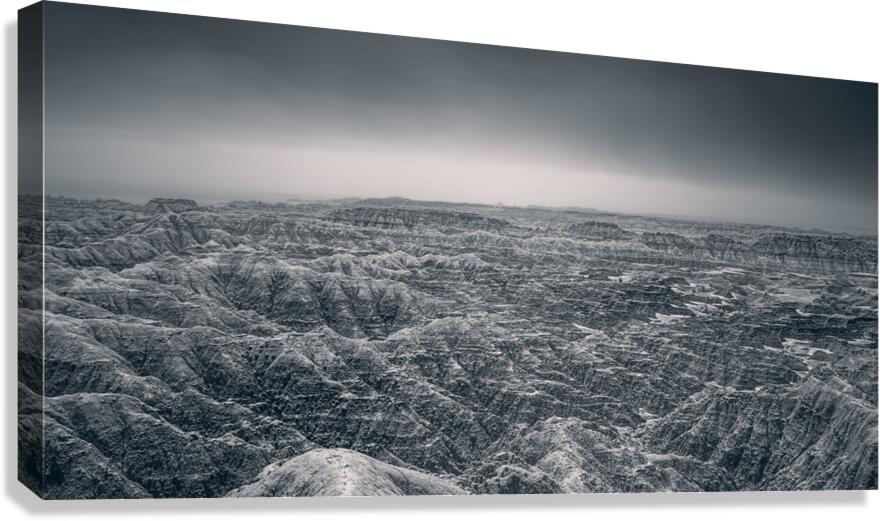 Shadows of the Earth: Ghostly Vista of the Badlands  Canvas Print