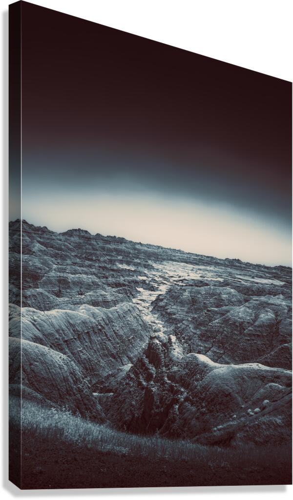 Shadows of the Earth: The Enchanting White River in Badlands  Canvas Print
