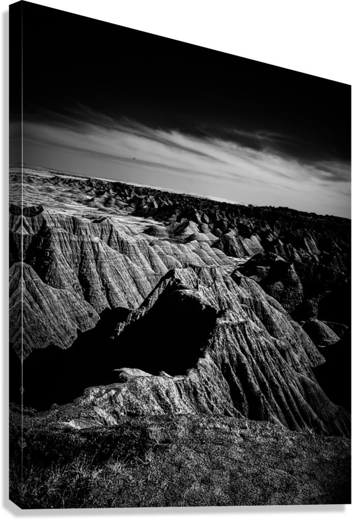 Shadows of the Earth: A Shadowy Ethereal Dance in the Badlands  Canvas Print