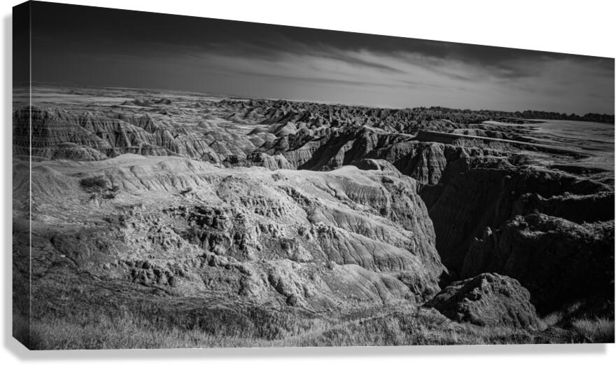Shadows of the Earth: Rugged Elegance of the Badlands  Canvas Print