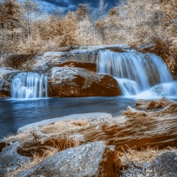 Sapphire Dreams: A Tranquil Waterfall Journey