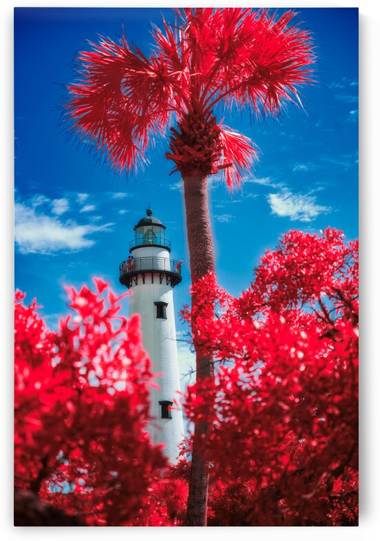 Whispers of Light: Crimson Lighthouse by Dream World Images