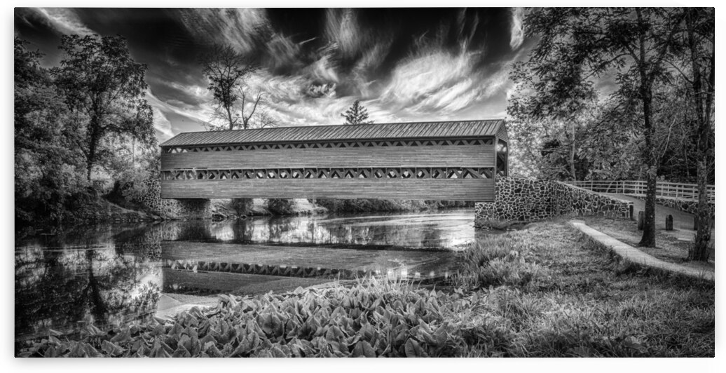 Echoes of History: A Monochromatic Journey at Sachs Bridge in Gettysburg Pa by Dream World Images