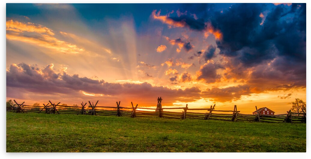 God Rays Over Gettysburg: Sunset at the 73rd New York Volunteer Infantry Regiment by Dream World Images