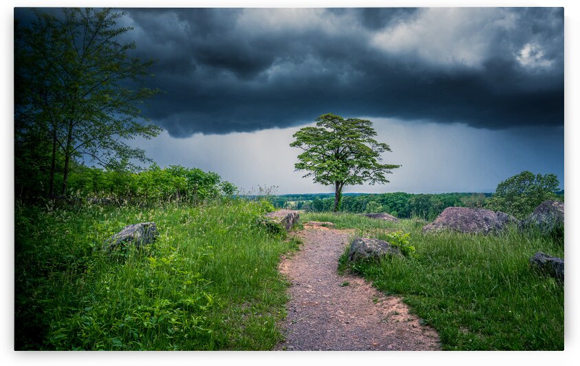 Solitude and Serenity: A Hike through Little Round Tops Enchanted Trail under the Brooding Storm by Dream World Images