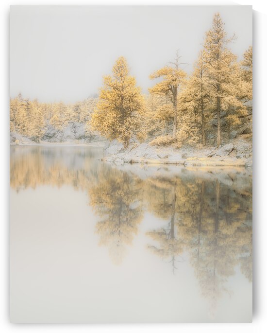 Lake Dreamscape: Misty Morning Serenity at Bismarck Lake by Dream World Images
