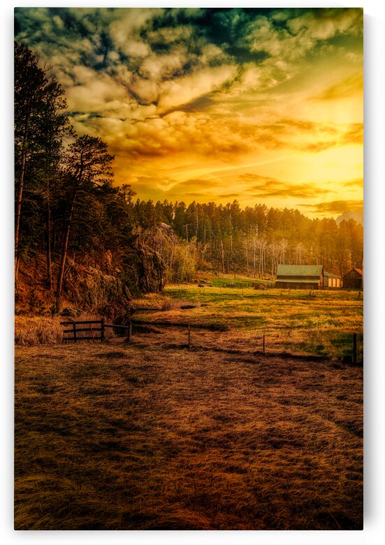 Golden Glow at Custer Ranch: A South Dakota Sunset by Dream World Images