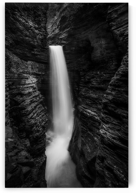 Monochrome Majesty: Watkins Glen Waterfall by Dream World Images
