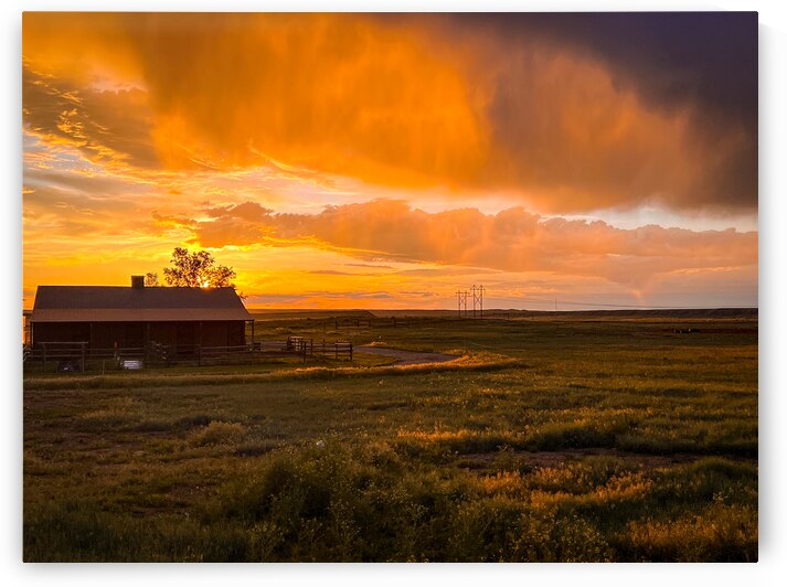 Barn Firey Sunset by Dream World Images