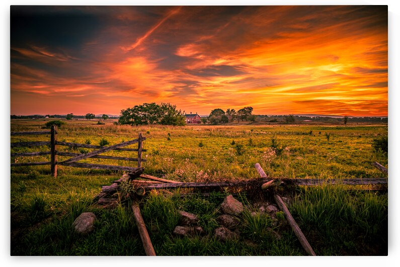 Fields of Fire: Sunset on the Codori Barn in Gettysburg by Dream World Images