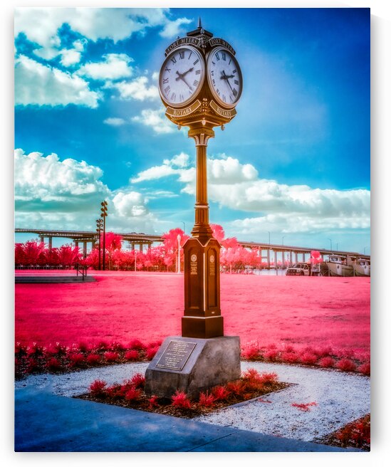 Timeless Radiance: Fort Myers Town Clock in Infrared by Dream World Images