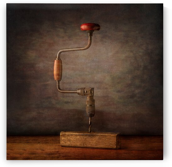 Craftsmans Reverie: Antique Hand Drill in Fine Art Splendor by Dream World Images