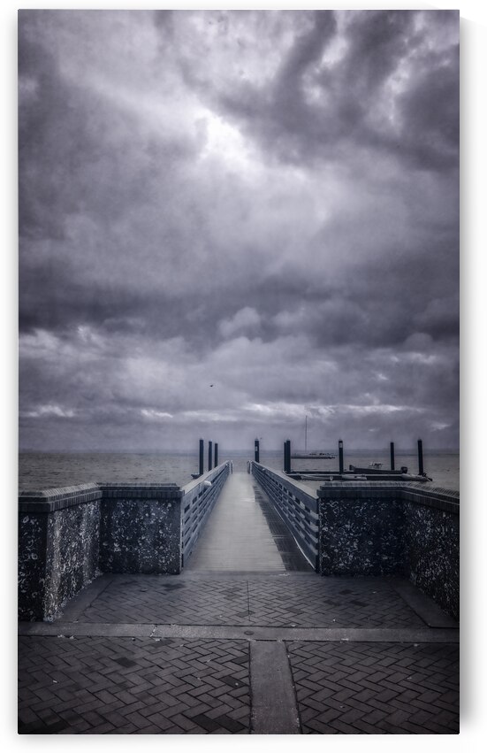 Pier Perspectives: Moody Sky Gazes Over Saint Marys Georgia Riv by Dream World Images