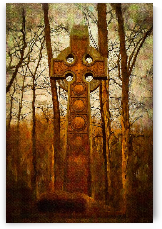 Celtic Cross: A Spiritual Journey Through Woodland Serenity by Dream World Images