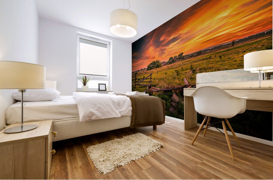 Fields of Fire: Sunset on the Codori Barn in Gettysburg Mural print