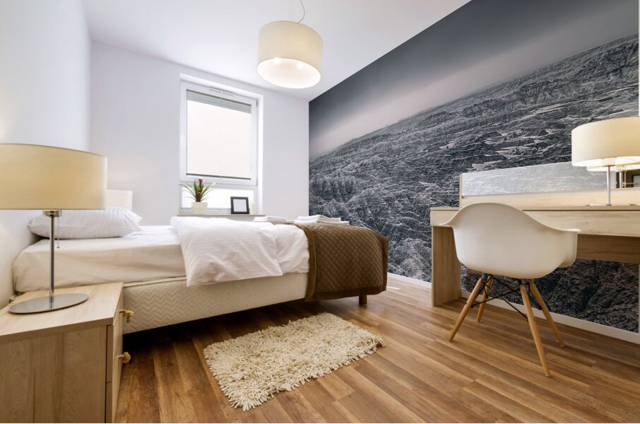 Shadows of the Earth: Ghostly Vista of the Badlands Mural print