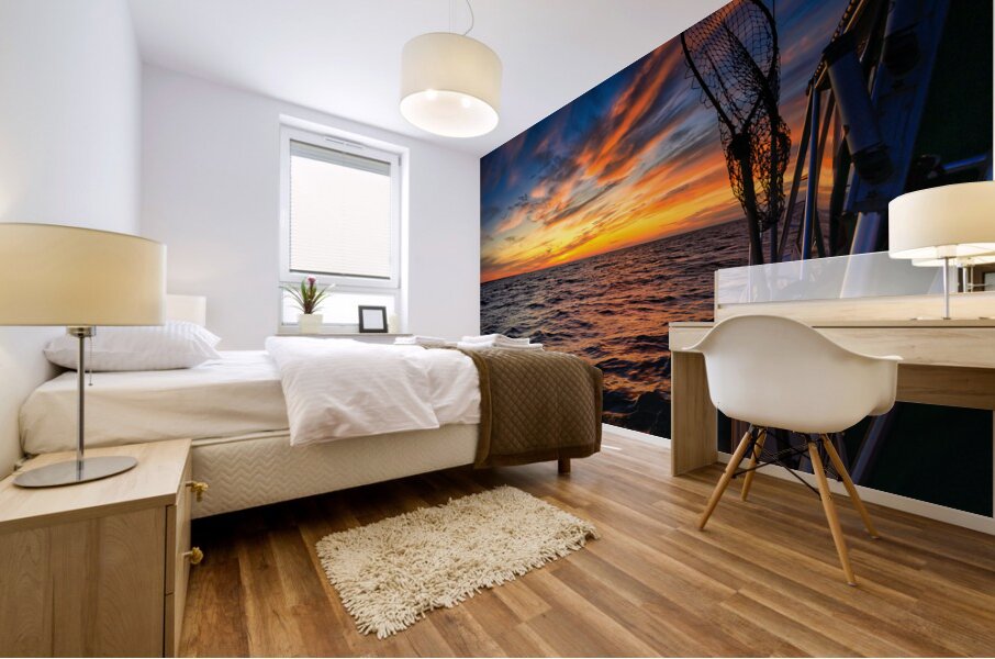 Sailing into Octobers Glow: A Maritime Adventure on the Waves Mural print