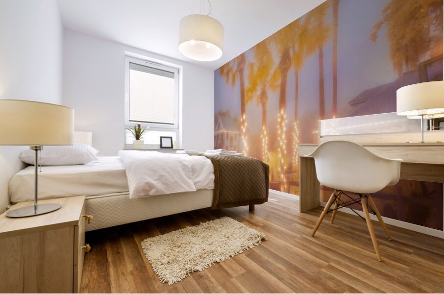 Enchanting Saint Augustine: Palm Trees Aglow with Christmas Magi Mural print