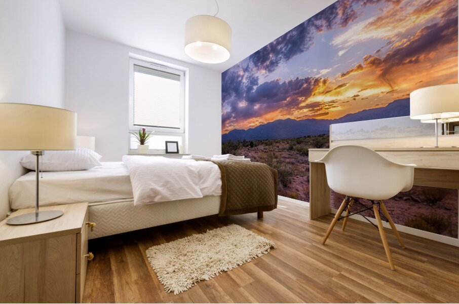 Sunset Tapestry Over Arid Plains Mural print