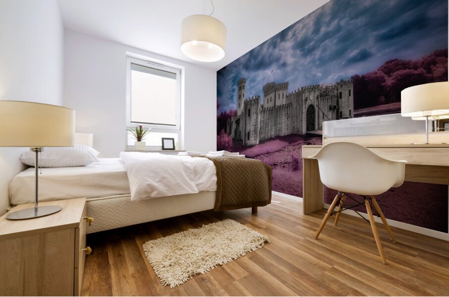 A Whimsical Realm of Pink and Stone Mural print