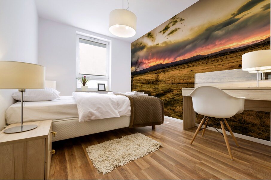 Luminescent Horizons: Twilights Embrace in Cold Beer New Mexic Mural print