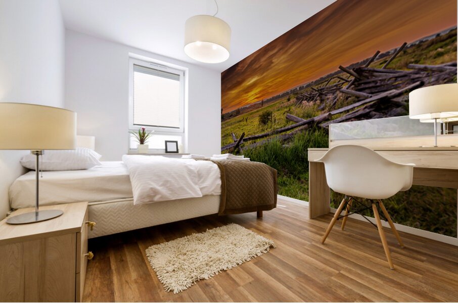 Fenceline Sunset Mural print