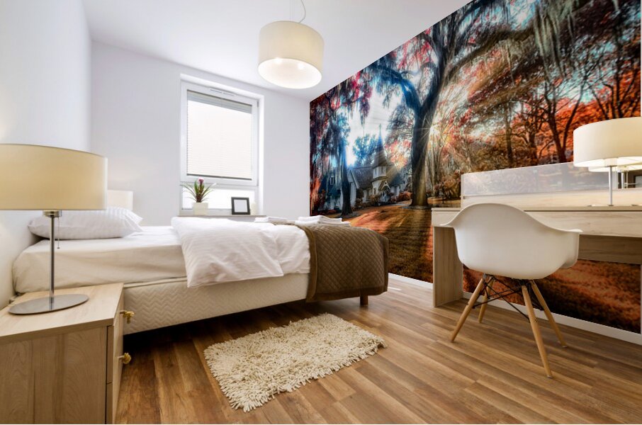 Spiritual Splendor: A Churchyard Sunset on Saint Simons Island Mural print