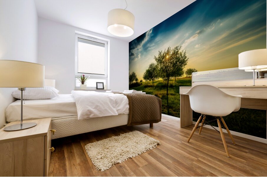 Golden Hour Symphony: Trostle Farms Enchanting Ambiance at Getty Mural print